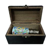 INPETS La Caja de Madera del Tesoro Contiene un telescopio de Esmalte Azul Claro Que se Puede retraer y enfocar, y Mide 17 cm de Altura Figuras Adornos Regalos Artesanía Antigüedades chinas/201