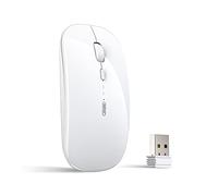 INPHIC Ratón Inalámbrico Recargable, Silencioso Infame Ratón óptico Silencioso Click Mini, Ultra Delgado 1600 dpi para Computadora Portátil, PC, Portátil, Computadora, Macbook (Luz Blanca)