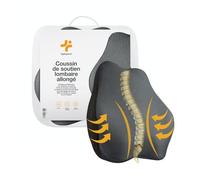Inphysio Cojín de Apoyo Lumbar Alargado de Espuma Viscoelástica para Coche, Oficina, Viajes - Cojín Ergonómico con Tecnología de Refrigeración y Correas Ajustables - 45x41x10,5 cm
