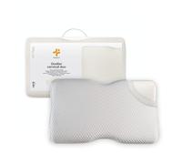 Inphysio Oreiller Ergonomique Cervical Duo - Design Double Face Ajustable (10 ou 12 cm) - Oreiller en Mousse à Mémoire de Forme - Avec Taie d’Oreiller en Bambou Blanche