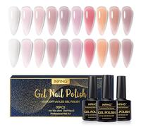 INPING Esmalte Semipermanente de Uñas, 10 Color Jalea Lácteo Transparente Pintauñas Gel, Rosa Desnudo Blanco Lechoso Marrón Natural Principiantes Semipermanente UV LED para Kit Manicura Francés