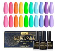 INPING Esmaltes Semipermanentes de Uñas en Gel, 10 Color Neón Verano Pastel Pintauñas Gel, Pastel Arco Iris Naranja Amarillo Rosa Morado Verde Azul Pintauñas Gel UV para Mujeres Salón de Manicura