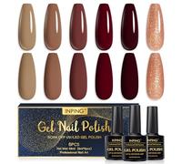 INPING Esmaltes Semipermanentes para Uñas en Gel UV LED, 6 Colores Marrón Nude Brillante Pintauñas Semipermanentes, Esmalte Semipermanente Fácil de DIY en Casa, 8 ML