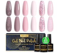 INPING Esmaltes Semipermanentes Para Uñas HEMA-FREE TPO-FREE, 6 Colore Nude Rosa Glitter Marrón UV Gel Kit Gel Nail Polish, Pintauñas Semipermanentes Soak Off UV LED para Principiantes Art DIY, 8ML