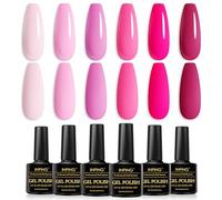 INPING Esmaltes Semipermanentes Rosa, 6 Color Bebés Rosa Desnudo La Novia Pintauñas Gel,Kit Rosa Claro Piel Natural Blanco Duradero Esmaltes Semipermanentes de Uña UV para Mujeres
