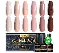 INPING Pintauñas Semipermanentes HEMA-FREE TPO-FREE, 6 Colore Nude Rosa Marrón Kit Gel Nail Polish Esmaltes Semipermanentes Para Uñas Apto Para Principiantes Manicura, 8 ML