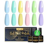 INPING Pintauñas Semipermanentes Pastel, TPO-FREE HEMA-FREE, 6 Colore Azul Amarillo Rosa Verde Morado Macarrón Esmalte Semipermanente, Soak Off UV Gel Nail Polis para Principiantes Art DIY, 8 ML