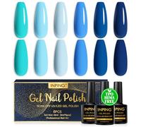 INPING Pintauñas Semipermanentes, TPO-FREE HEMA-FREE, 6 Colore Baby Blue Azul Marino Lago Azul Esmaltes Semipermanentes Para Uñas en Gel UV LED Gel Nail Polis Uñas Diy Manicura Nail Art Set, 8 ML