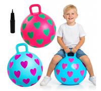 INPODAK 2 Paquetes Pelotas Saltarinas para Niños 40cm Pelota Saltarina con Asa Bola Hopper de 15 Pulgadas Resistente hasta 100 kg Pelotas Saltarinas Inflables Space Hopper para Niños de 3 a 6 Años