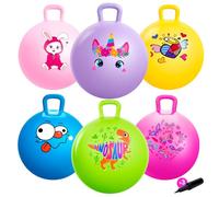INPODAK 6 Paquetes Pelotas Saltarinas para Niños Bola Hopper de 18 Pulgadas 45cm Pelota Saltarina con Asa Pelotas Saltarinas Inflables Space Hopper para Niños de 3 a 6 Años Juguetes Saltarines