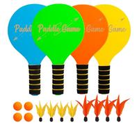 INPODAK Pala Padel niño Impermeable Juego de Padel Racket de Playa Madera Bat and Ball Set Raquetas Badminton Niños Juguetes de Playa para niños y niñas