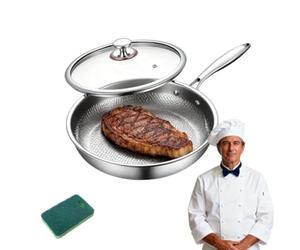 INPUS Genérico Sartén De Titanio Martillada Pro Con Tapa, 2026 Titaniox Sarten, Ultraduradera, Resistente a Los Arañazos, Antiadherente, Sarten Puro, Sartenes Sin Revestimiento(28cm)