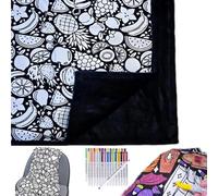 INPUS Manta para colorear de bricolaje, mantas para colorear para adultos, colorea tus propias mantas, proyecto creativo de arte de dibujo personalizado, manta de forro polar suave y acogedora