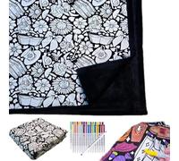 INPUS Manta para colorear de bricolaje, mantas para colorear para adultos, colorea tus propias mantas, proyecto creativo de arte de dibujo personalizado, manta de forro polar suave y acogedora