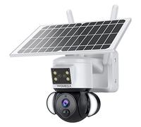 INQMEGA TUYA Smart - Cámaras de seguridad solares Tuya Smart, 3MP FHD WiFi, vista de 360°, 15000 mAh, con sensor de movimiento PIR, luz de inundación con sirena, audio bidireccional, visión nocturna a