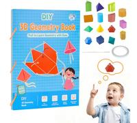 INQUIRLLY Pull String 3D Geometry Learning Book, Select Pullstring 3D Libro de aprendizaje con 15 sólidos, un libro de aprendizaje de geometría 3D para enseñar fórmulas para volumen y superficie