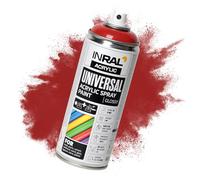 INRAL Pintura en aerosol - Carmín brillante RAL3002 Universal 400 ml Spray Spray para metal, plástico, madera y piedra - Pintura resistente a la lluvia y a los rayos UV para interiores y exteriores