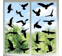 Inreeme Anticolisión Pegatinas Ventana Pájaros - 37 Unidades Pegatinas para Ventanas Protección Contra Pájaros Negro, Imágenes Estáticas Reutilizables para Ventanas Contra Choques De Aves