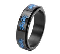 INRENG Anillo giratorio de acero inoxidable de 8 mm para hombres y mujeres, anillo de promesa de plata con cara de gato grabada, metal, sin piedras preciosas, Metal, Sin piedras preciosas