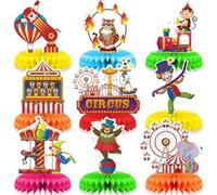 INRUI 9 Piezas Circo Carnaval Centros de Mesa de Panal Decoraciones para fiestas temáticas de circo Adornos de Mesa para Fiesta de Carnaval