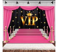 INRUI Alfombra Rosa VIP Fotografía telón de Fondo de la Etapa del Canal de Brillo de Oro con Manchas de Cortina de Fondo de vídeo del Partido dispara Decoraciones (2,1 x 1,5 m)