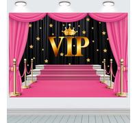 INRUI Alfombra Rosa VIP Fotografía telón de Fondo de la Etapa del Canal de Brillo de Oro con Manchas de Cortina de Fondo de vídeo del Partido dispara Decoraciones (2,4 x 1,8 m)