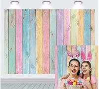 INRUI Colorido Fondo de Madera para Fotografía Niñas Niños Cumpleaños Baby Shower Fiesta Decoraciones (2,1 x 1,5 m)