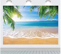 INRUI Fondo de fotografía de Playa Tropical Verano Palmeras Fondo Azul Mar Cielo Sol Luau Telón de Fondo temático (2,1x1,5 m)