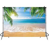 INRUI Fondo de fotografía de Playa Tropical Verano Palmeras Fondo Azul Mar Cielo Sol Luau Telón de Fondo temático (2,4x1,8 m)
