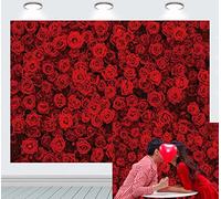 INRUI Rosa Roja Floral Fotografía Telón de Fondo Rosas Pared Amor Romántico Día de San Valentín Decoraciones Telón de Fondo (2,1 x 1,5 m)