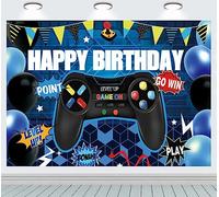 INRUI Videojuego Feliz Cumpleaños Fotografía de Fondo Nivel hasta Gaming Theme Party Decorations Backdrop (2,1 x 1,5 m)