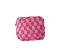 Ins - Bolsa de cosméticos de punto a cuadros para mujer, mini bolsas de maquillaje de celosía a cuadros, multifunción, organizador, no.3, Talla única