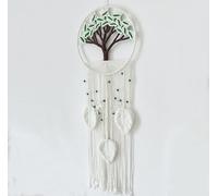 Ins Style Room Decoration Handicrafts Life Trees Tassels Hand Woven Tapestries Dreamcatcher Macrame Wall Hanging Leaf Nordic Art For Living Or Bedroom(A)