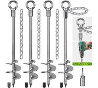 Insaga Anclajes para Suelo, Anclaje de Tierra para Tiendas de CampañA, 45cm Kit de Trampolines para Columpio/Camping/Cobertizo/Perro/Portón con Cadena Fija de 37cm, 4 Paquete