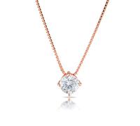 inSCINTILLE Punto Luce Collar de Mujer de Plata de Ley 925 con Piedra de Circonita Cúbica (5 mm, Cadena de oro rosa - Piedra blanca)