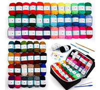 INSCRAFT 62 madejas de hilo acrílico, hilo de 2170 yardas para tejer y ganchillo, incluye 2 ganchos de ganchillo, 2 agujas de tejer, 10 marcadores de puntada, kit perfecto para principiantes para