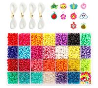 INSCRAFT Juego de cuentas de pony, 4600 cuentas de pony, letras y estrellas de 9 mm en 27 colores con cuerda elástica para hacer pulseras y joyas