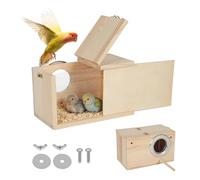 Inscrip Caja nido para periquitos, caja de cría de loros, casa de pájaros de madera maciza, cría de aves, caja nido, caja de cría de pájaros para pájaros del amor, periquitos, periquitos, loros (13 x