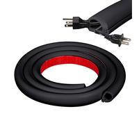 Inscrip Canaleta de cables autoadhesiva, PVC flexible, semicircular, cubierta de cables, bandeja para ocultar cables para ocultar 1-2 cables, para oficina, hogar y escuela (negro, 5 m)
