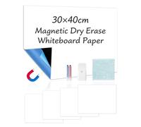 Inscrip Láminas magnéticas para pizarra blanca, 4 unidades, 30 x 40 cm, autoadhesivas, con 2 rotuladores para pizarra blanca y 1 paño de limpieza, se puede reescribir y limpiar, para oficina, hogar