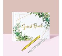 Inscrip Libro de visitas para bodas, vintage, en blanco, libro de visitas para rellenar y pegar fotos, con pegatinas gratis + lápices metálicos, para bodas, cumpleaños, despedidas de soltero, bautizos