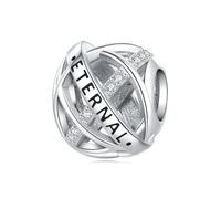Inscripción eterna Charm de bebé de piedra con incrustaciones huecas, accesorio de pulsera de plata de ley 925, compatible con Collar de pulsera Pandora