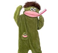 INSDHCCHD Silly Wearable Onesie, Funny Monster Hooded Fleece, Cozy Ultra-Soft Plush One-Piece Loungewear, for Adults Family Fun Relaxing(Green,X-Large)