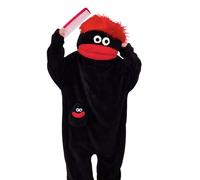 INSDHCCHD Silly Wearable Onesie, Funny Monster Hooded Fleece, Cozy Ultra-Soft Plush One-Piece Loungewear, for Adults Family Fun Relaxing(Black,X-Large)