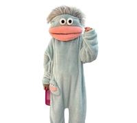 INSDHCCHD Silly Wearable Onesie, Funny Monster Hooded Fleece, Cozy Ultra-Soft Plush One-Piece Loungewear, for Adults Family Fun Relaxing(Blue-a,X-Large)