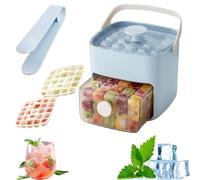INSDHCCHD Upgrade 48 Máquina for Hacer Cubitos de Hielo con Tapa fácil presionar, 2026 Nuevas bandejas portátiles for Doble Capa for for café Bricolaje(Blue)