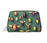 Insect Atlas - Bolsa de maquillaje portátil grande de piel sintética, cierre de cremallera, bolsa de viaje, bolsa de almacenamiento de viaje, color blanco, talla única, White, Talla única