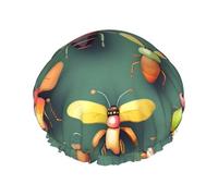 Insect Atlas - Gorro de ducha de doble capa para mujer, reutilizable, diseño de gran tamaño adecuado para todas las longitudes de cabello, adecuado para niñas, spa y salón en casa.