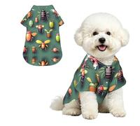 Insect Atlas L - Camisa hawaiana para perros pequeños, bonito traje de playa de verano para cachorros, ropa suave y transpirable para gatos con botones