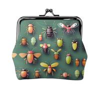 Insect Atlas - Monedero pequeño para mujer, rectangular, con cierre de beso, tamaño de bolsillo, mini monedero para mujer
